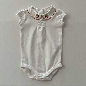 Gymboree 6-12 Months Baby Girl White Collared Bodysuit Strawberry